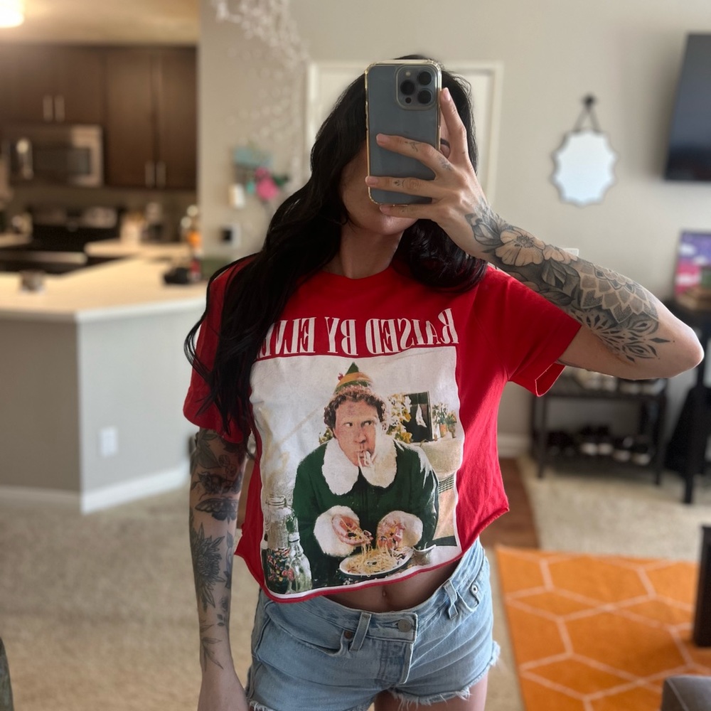 Cropped red elf t-shirt